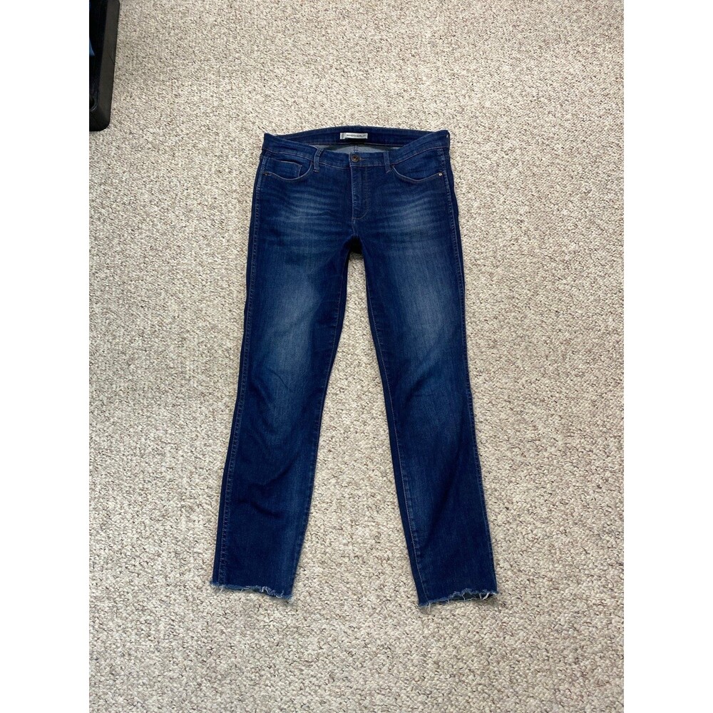 12/31 Whetherly Cooper High-Rise Skinny Dark Wash Raw Hem